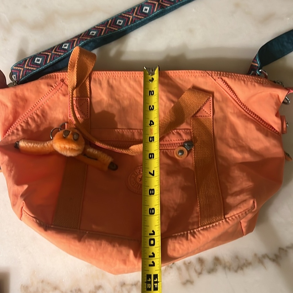 Kipling Coral Orange Crossbody Bag with Patterned Strap - Picture 5 of 5